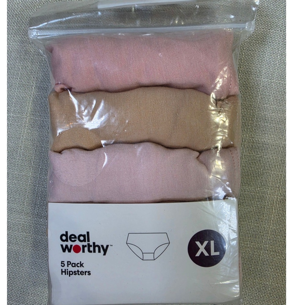 Deal Worthy Girl 5 Pack Hipster Underwear XL Beige Pink Cotton Blend 036-04-1502